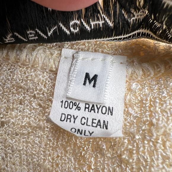 French Rags Buttercream Yellow Asian Inspired Pointelle Sweater Twinset Size M - Picture 8 of 16